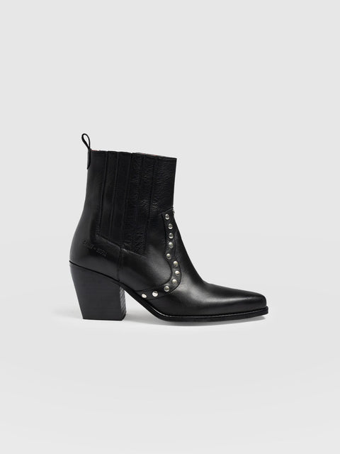Texas Studded Boot Black - Women's Leather Boots | Saint + Sofia® EU