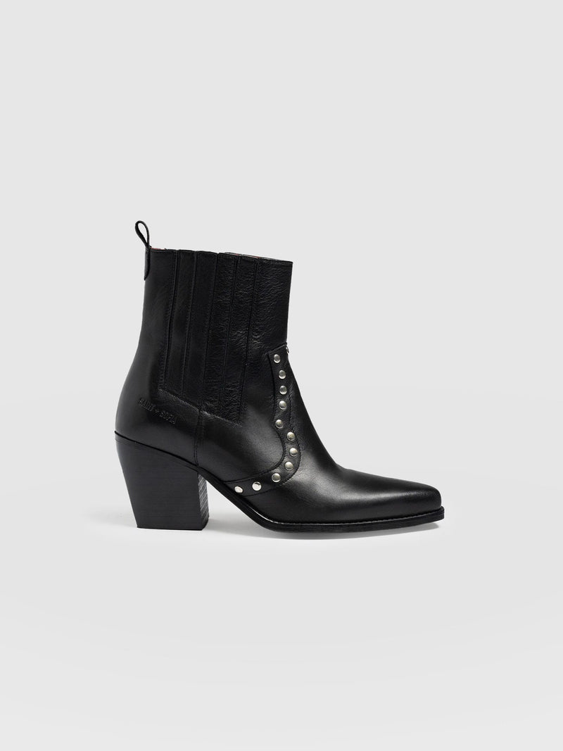 Texas Studded Boot Black - Women's Leather Boots | Saint + Sofia® EU