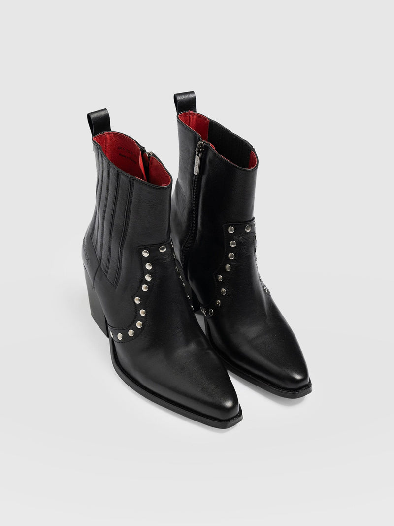 Texas Studded Boot Black - Women's Leather Boots | Saint + Sofia® EU