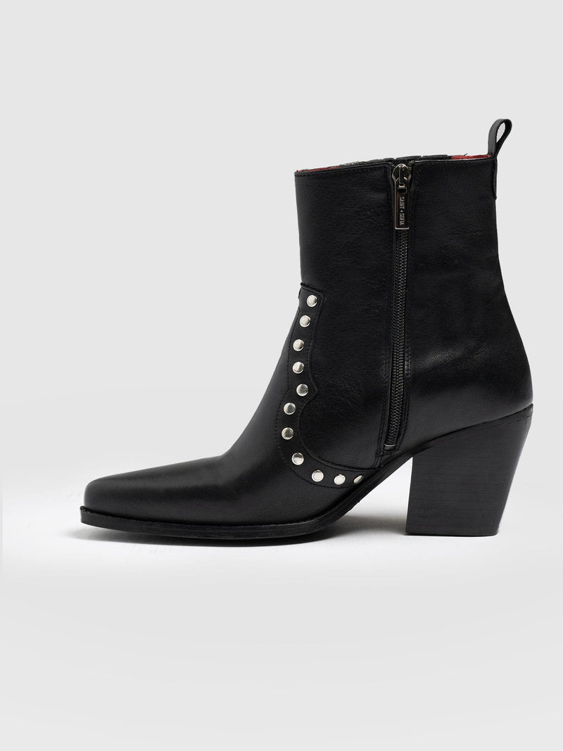Texas Studded Boot Black - Women's Leather Boots | Saint + Sofia® EU