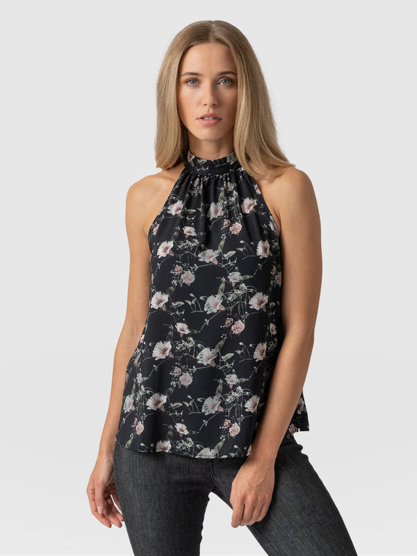 Tilda Halter Neck Top Gothic Floral - Women's T-Shirts |  Saint + Sofia® EU