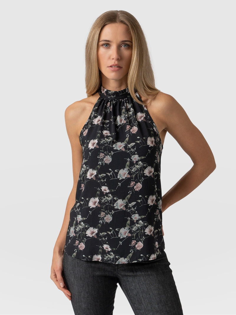 Tilda Halter Neck Top Gothic Floral - Women's T-Shirts |  Saint + Sofia® EU