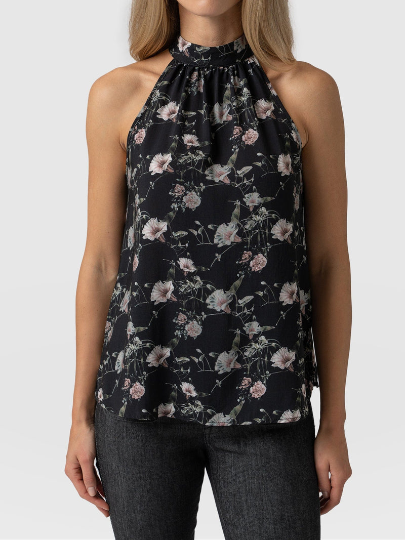 Tilda Halter Neck Top Gothic Floral - Women's T-Shirts |  Saint + Sofia® EU