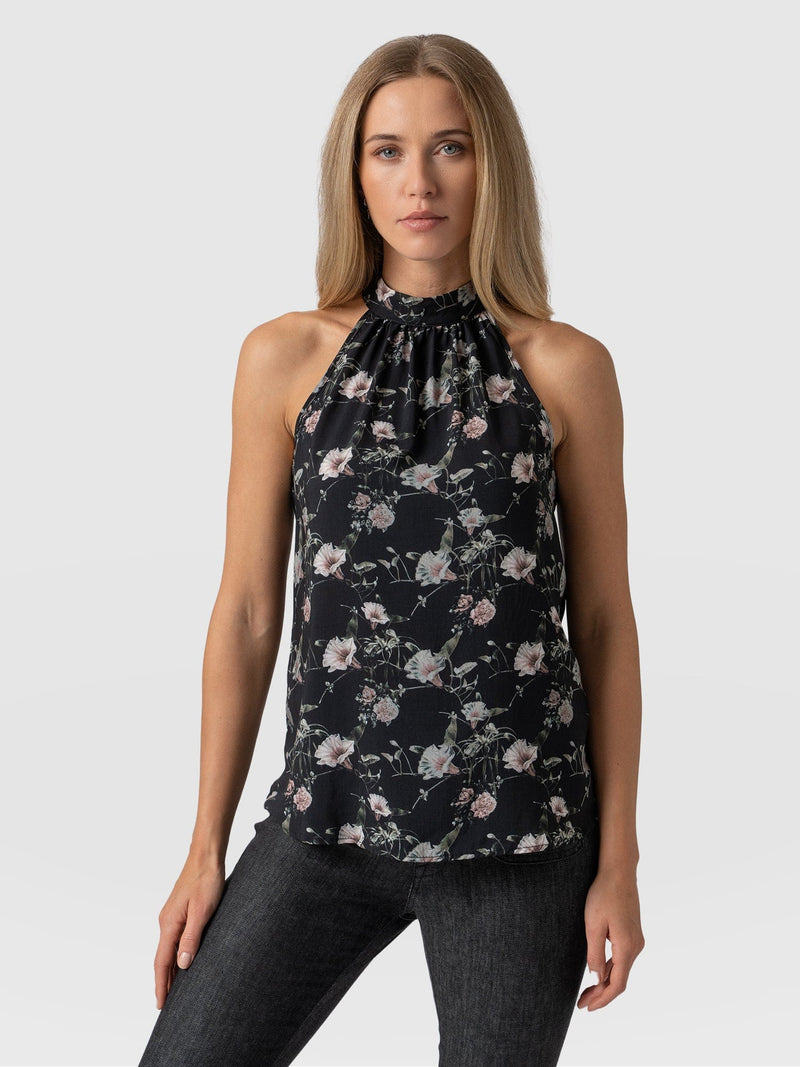 Tilda Halter Neck Top Gothic Floral - Women's T-Shirts |  Saint + Sofia® EU