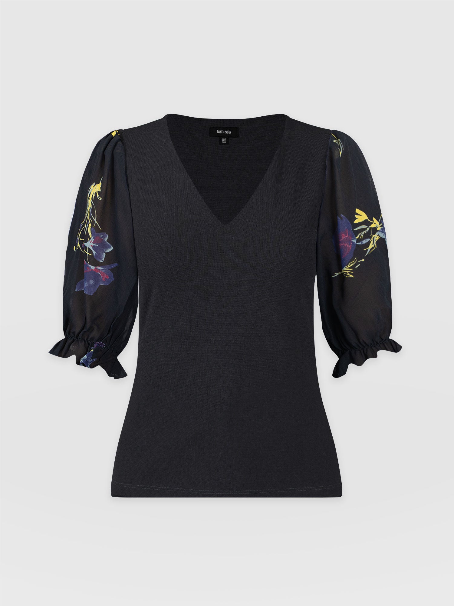 Tori Puff Sleeve Top Blue Lily Gardens - Women's Tops | Saint + Sofia® EU