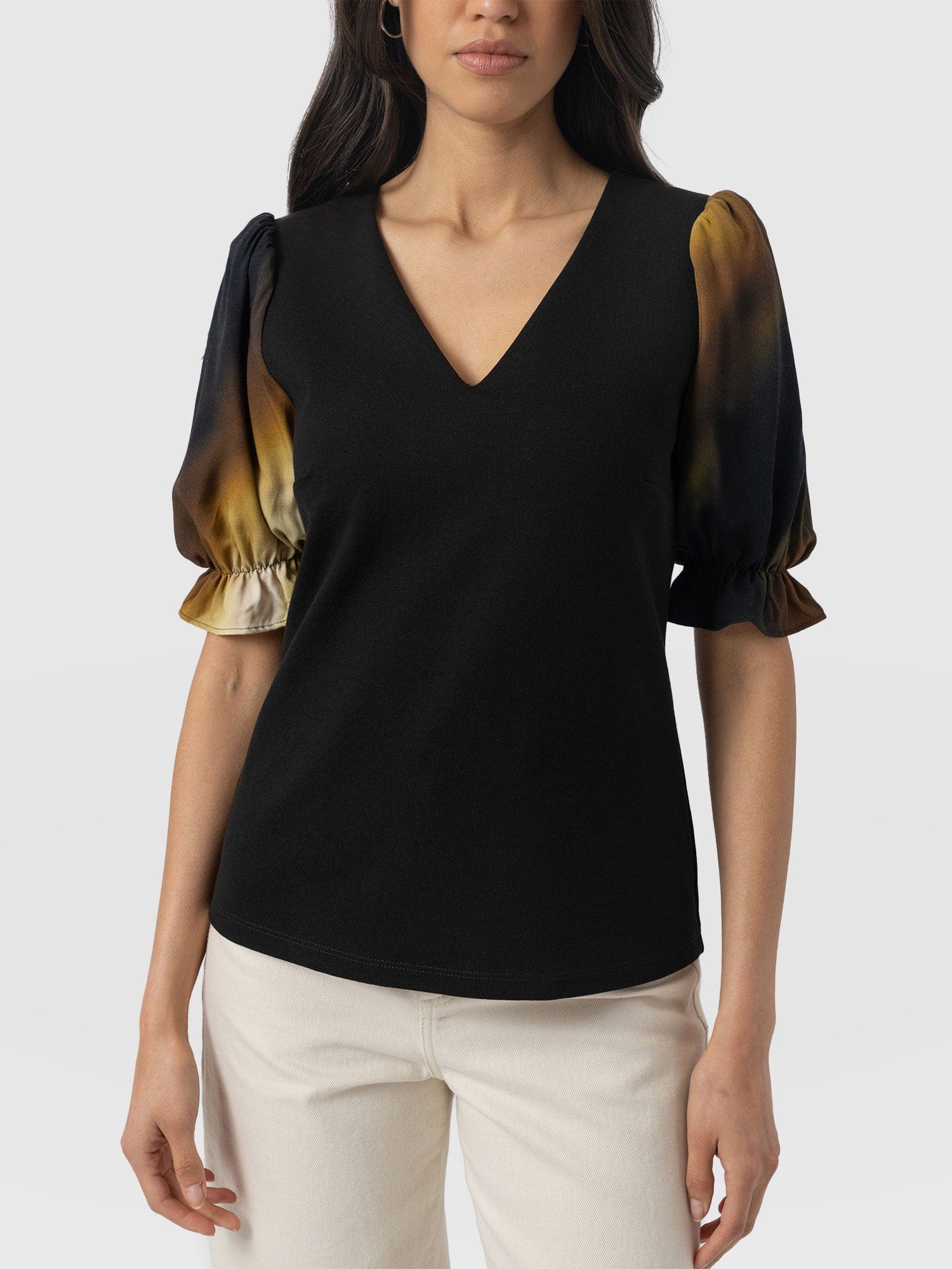 Tori Puff Sleeve Top - Yellow Gradient - Women's T-shirts | Saint + Sofia® EU