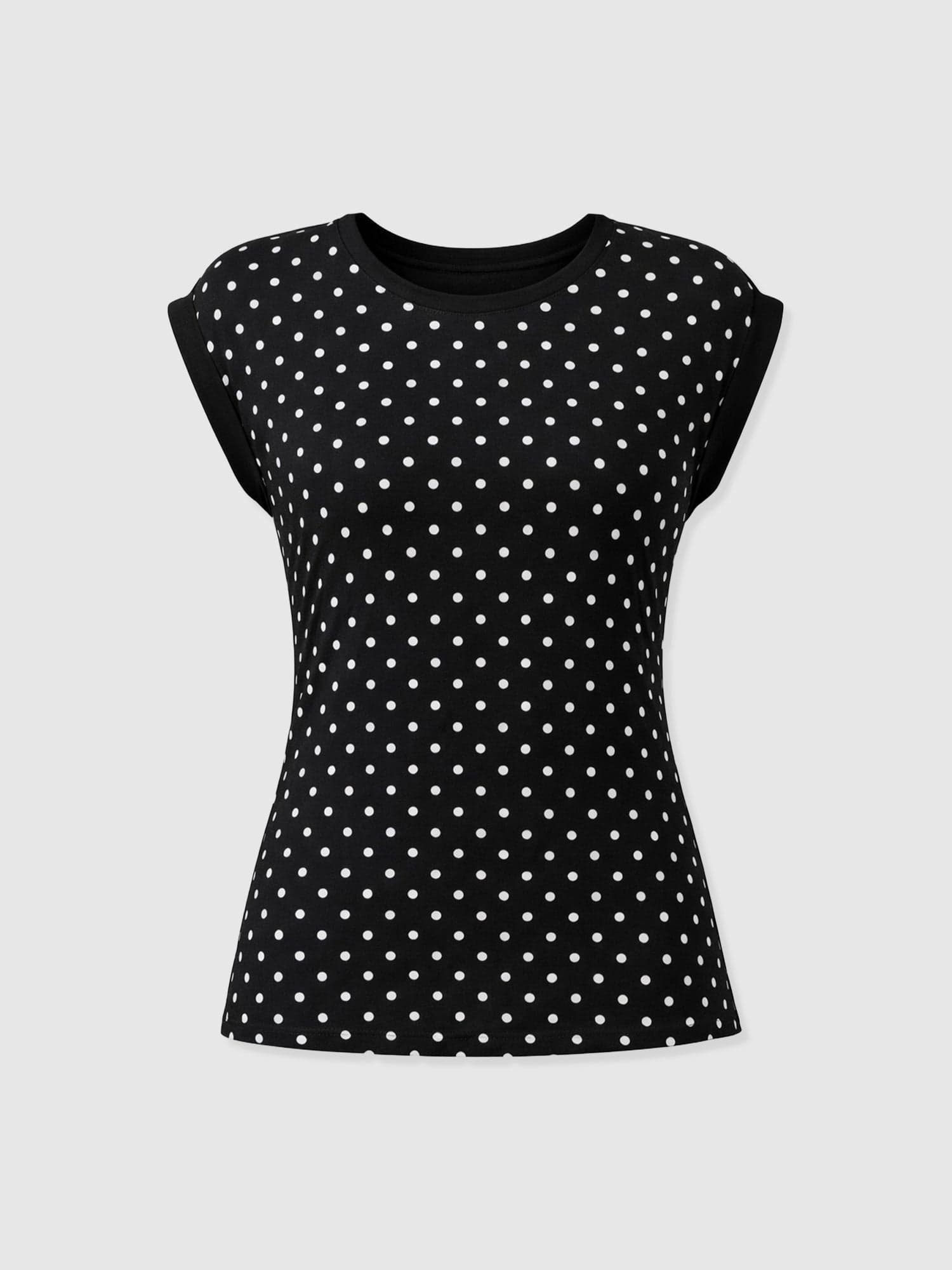 Turn Up Contrast Tee - Black Polka Dot - Women's T-shirts | Saint + Sofia® EU