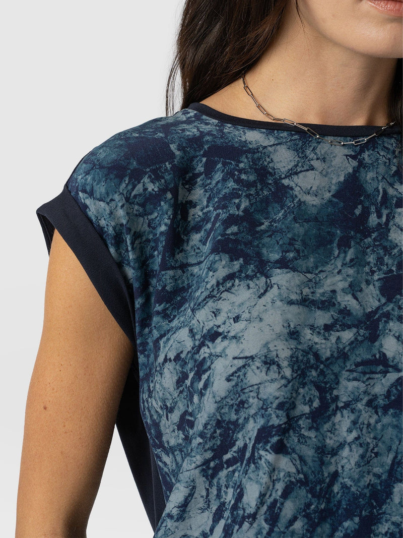 Turn Up Contrast Tee - Blue Marble