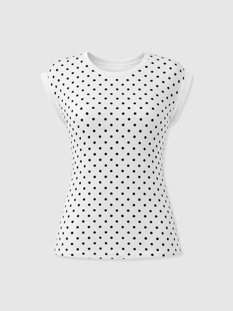 Turn Up Contrast Tee - Cream Polka Dot - Women's T-shirts | Saint + Sofia® EU