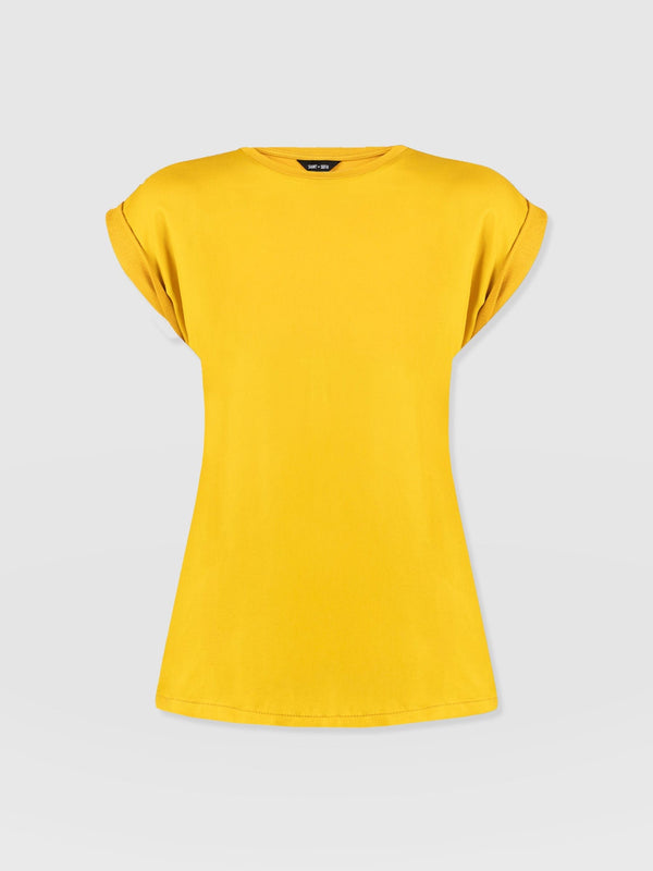 Turn Up Contrast Tee - Golden Yellow - Women's T-shirts | Saint + Sofia® EU
