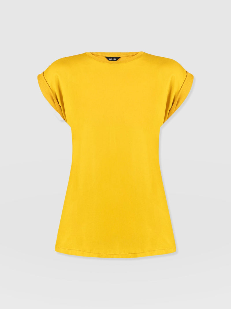 Turn Up Contrast Tee - Golden Yellow - Women's T-shirts | Saint + Sofia® EU
