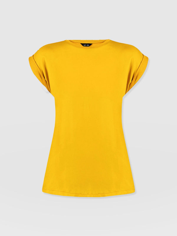 Turn Up Contrast Tee - Golden Yellow - Women's T-shirts | Saint + Sofia® EU