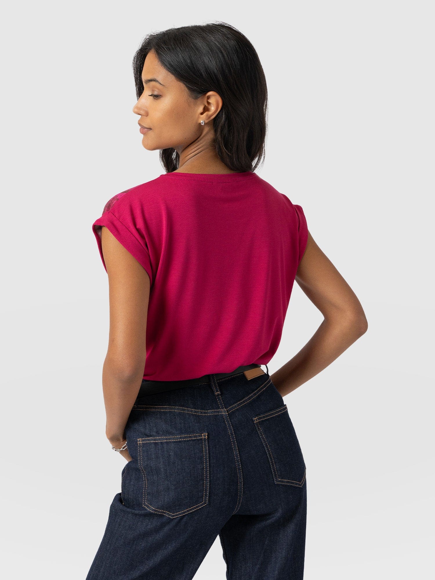 Turn Up Contrast Tee Pink Marble - Women's T-Shirts | Saint + Sofia® EU