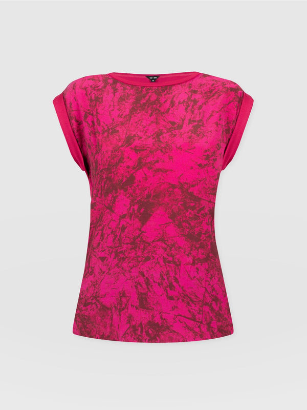 Turn Up Contrast Tee Pink Marble - Women's T-Shirts | Saint + Sofia® EU