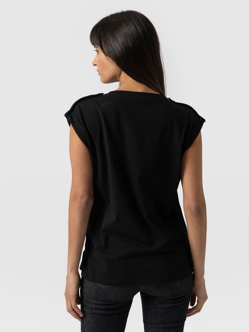 Turn-Up Tee Black Lightning - Women's T-Shirts | Saint + Sofia® EU