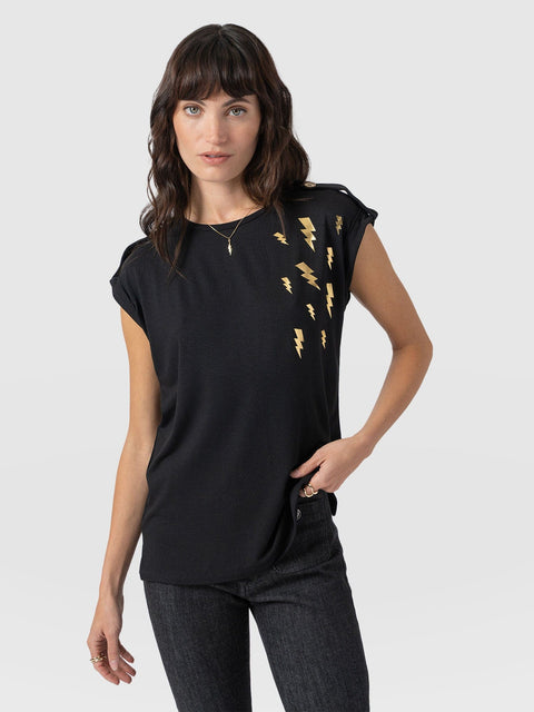 Turn-Up Tee Black Lightning - Women's T-Shirts | Saint + Sofia® EU