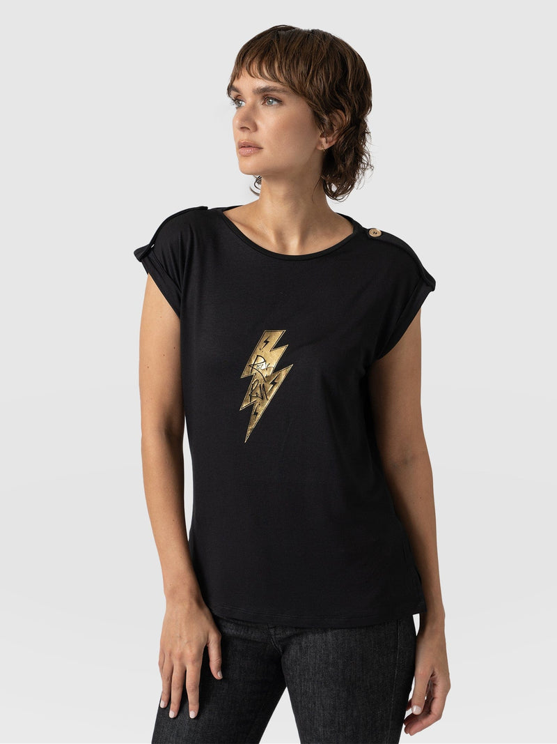 Turn-Up Tee Black Rock - Women's T-Shirts | Saint + Sofia® EU