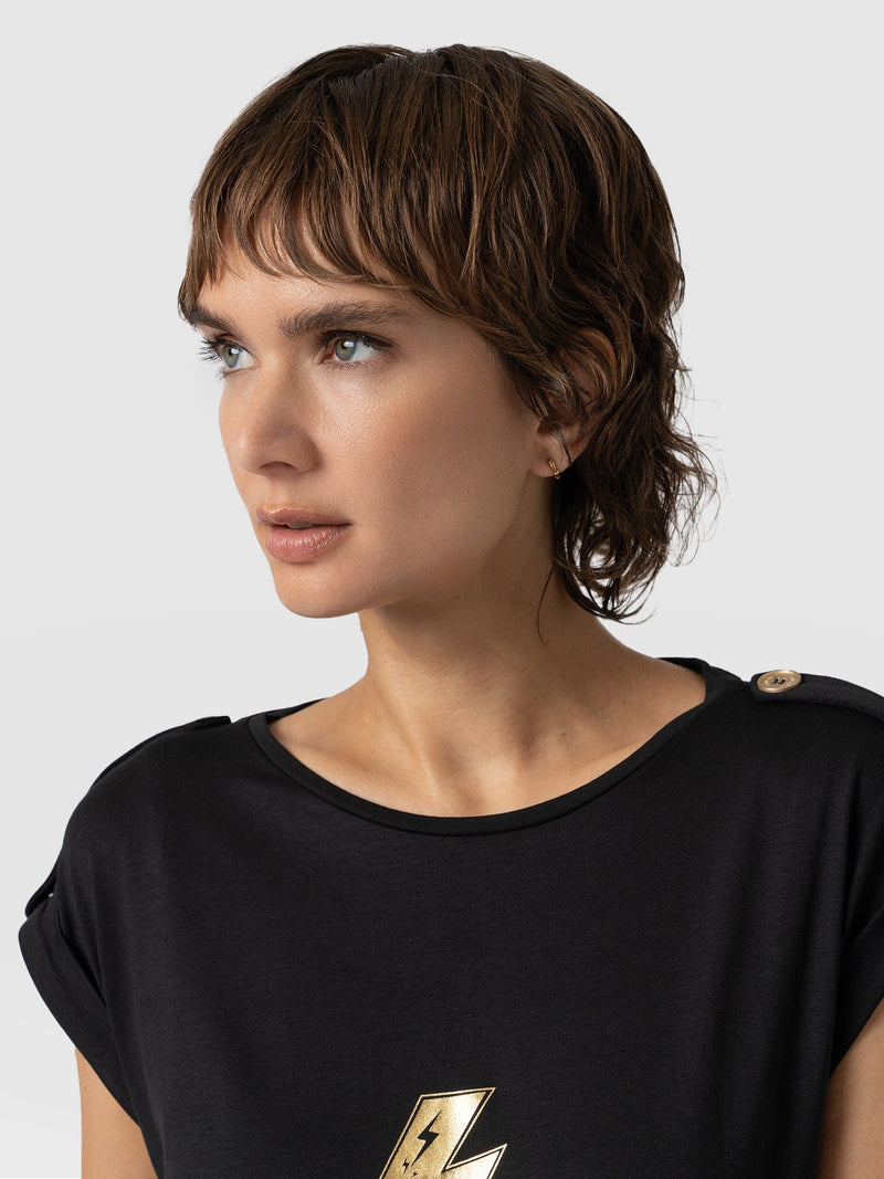 Turn-Up Tee Black Rock - Women's T-Shirts | Saint + Sofia® EU