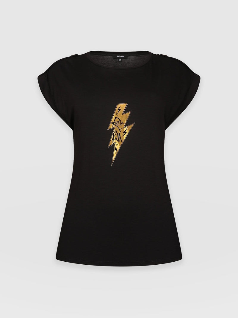 Turn-Up Tee Black Rock - Women's T-Shirts | Saint + Sofia® EU