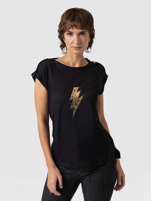 Turn-Up Tee Black Rock - Women's T-Shirts | Saint + Sofia® EU