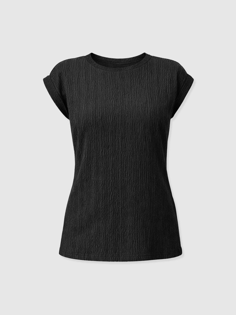 Turn Up Tee - Black Textured - Women's T-shirts | Saint + Sofia® EU