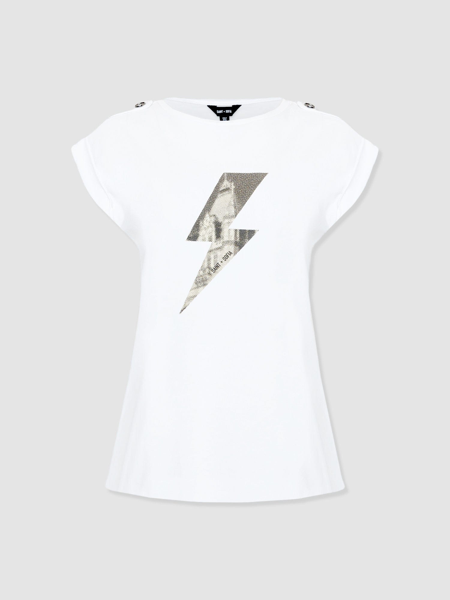 Turn Up Tee - White - Black Lightning Bolt - Women's T-shirts | Saint + Sofia? EU