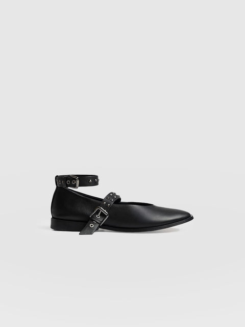 Vega Studded Ballerina Flats - Black - Women's Shoes | Saint + Sofia? EU