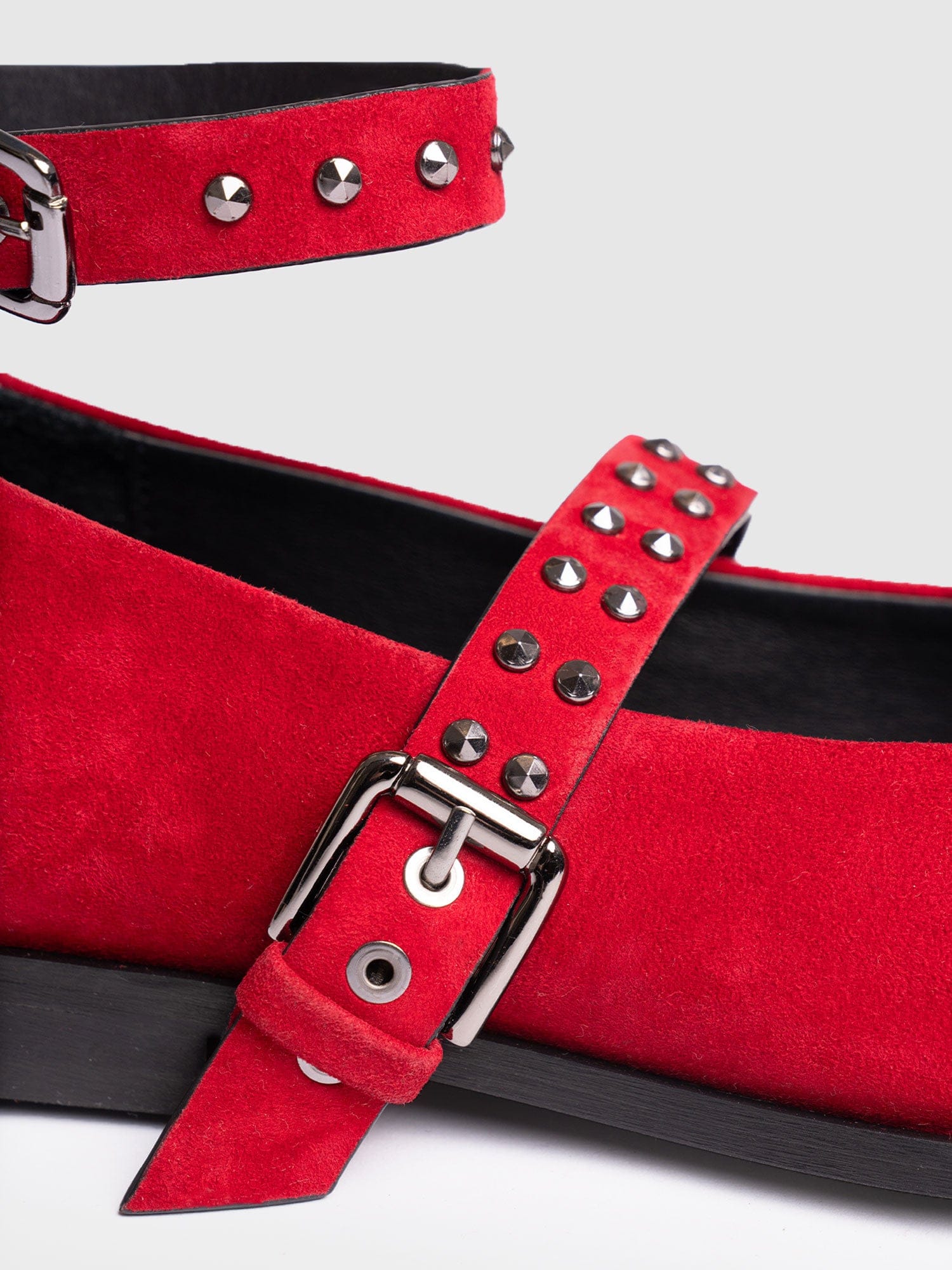 Vega Studded Ballerina Flats - Red Suede - Women's Shoes | Saint + Sofia® EU