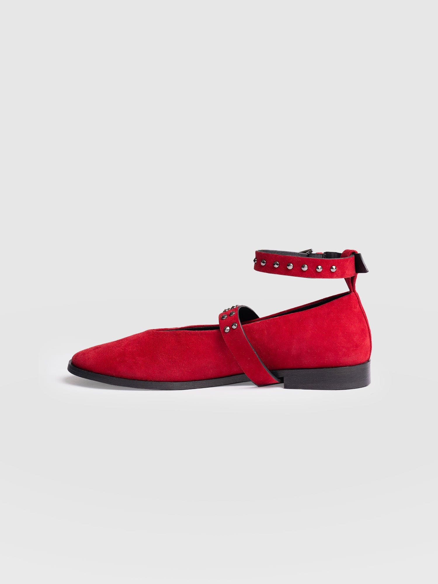 Vega Studded Ballerina Flats - Red Suede - Women's Shoes | Saint + Sofia® EU