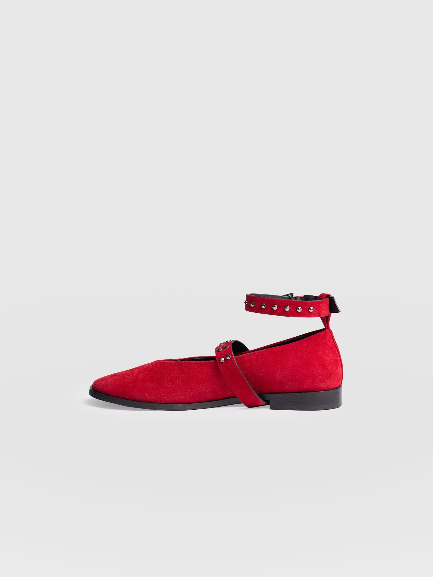 Vega Studded Ballerina Flats - Red Suede - Women's Shoes | Saint + Sofia® EU