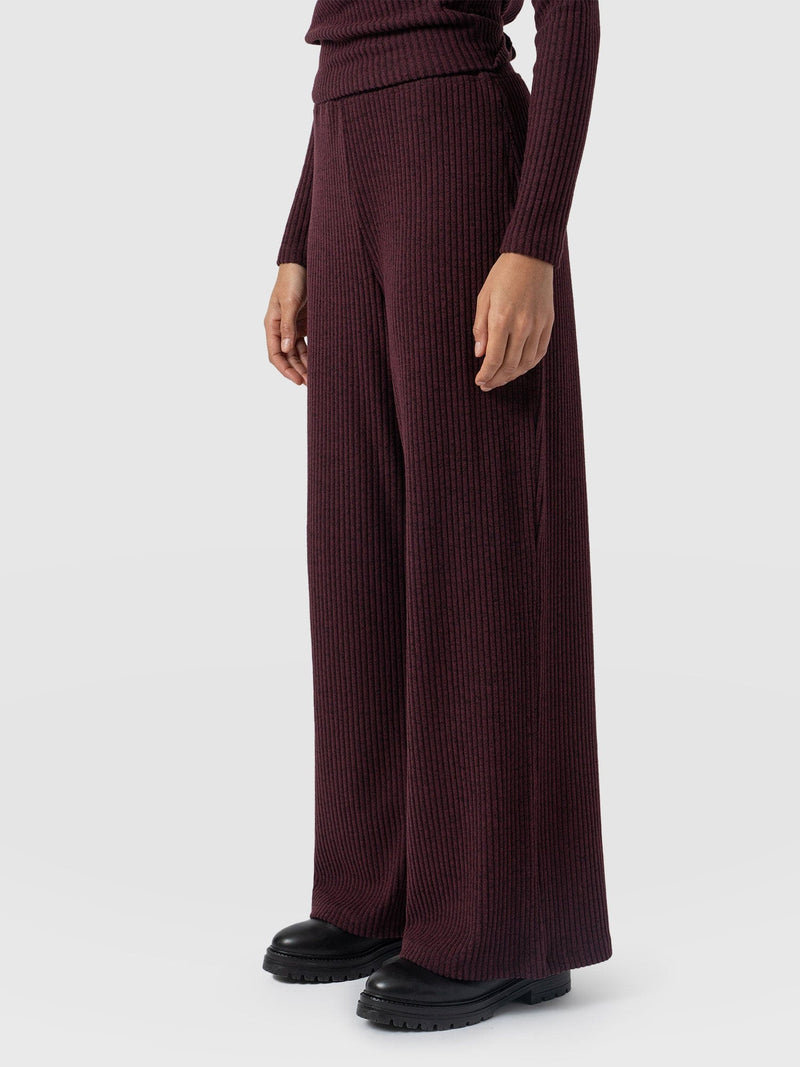 Victory Rib Wide Leg Pant Burgundy - Women's Trousers | Saint + Sofia® EU