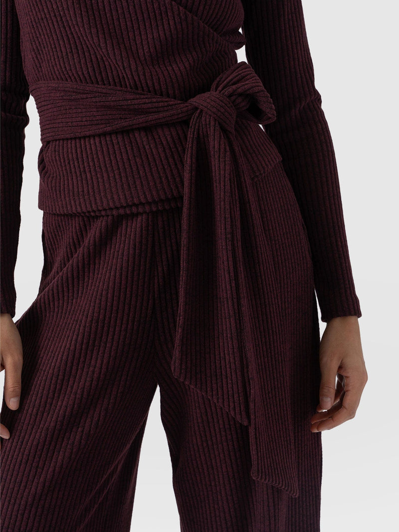 Victory Rib Wide Leg Pant Burgundy - Women's Trousers | Saint + Sofia® EU