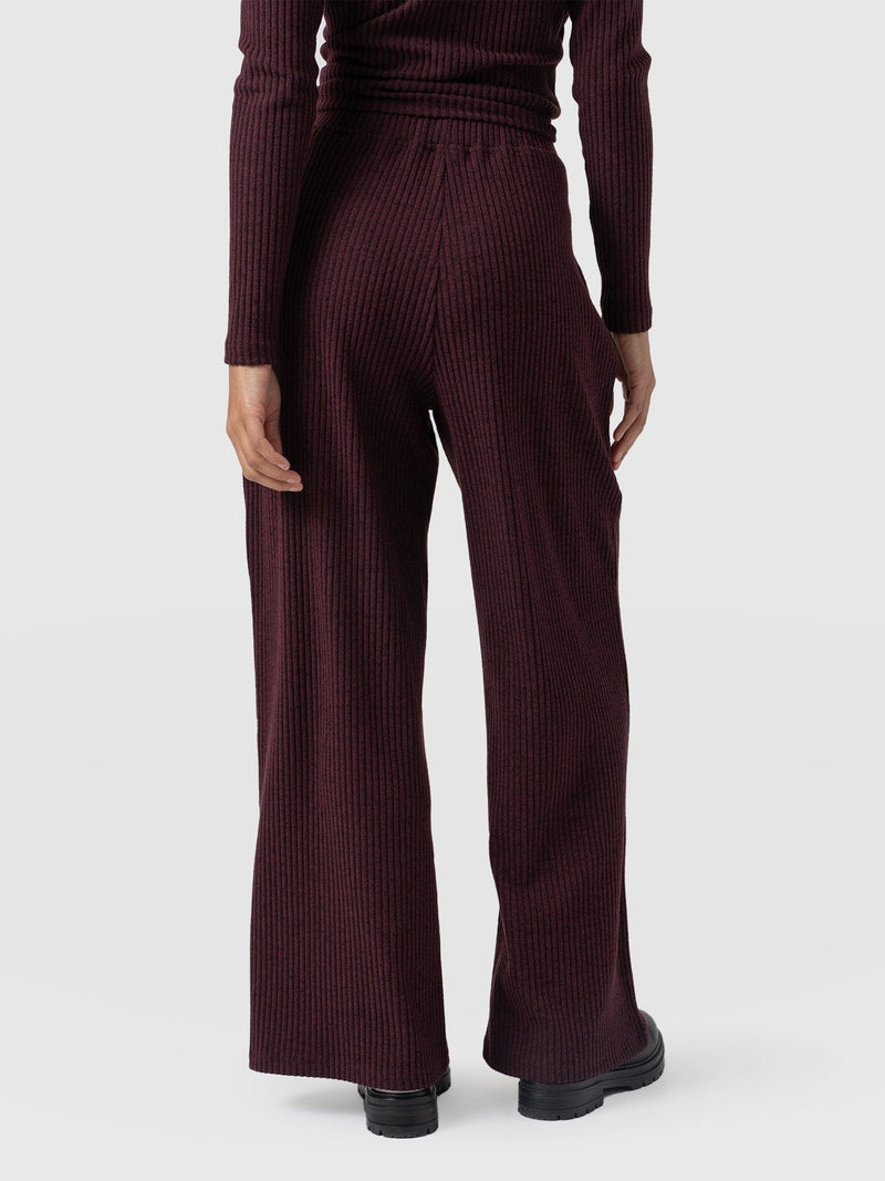 Victory Rib Wide Leg Pant Burgundy - Women's Trousers | Saint + Sofia® EU