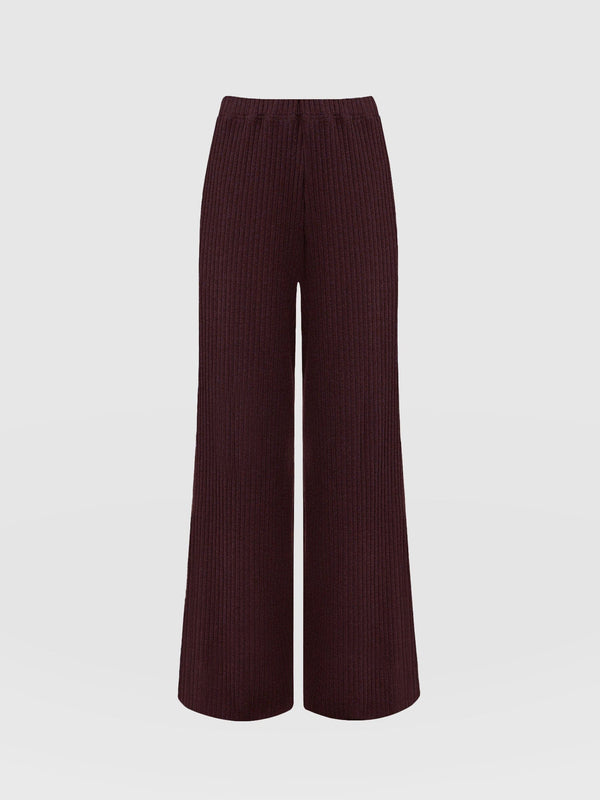 Victory Rib Wide Leg Pant - Burgundy