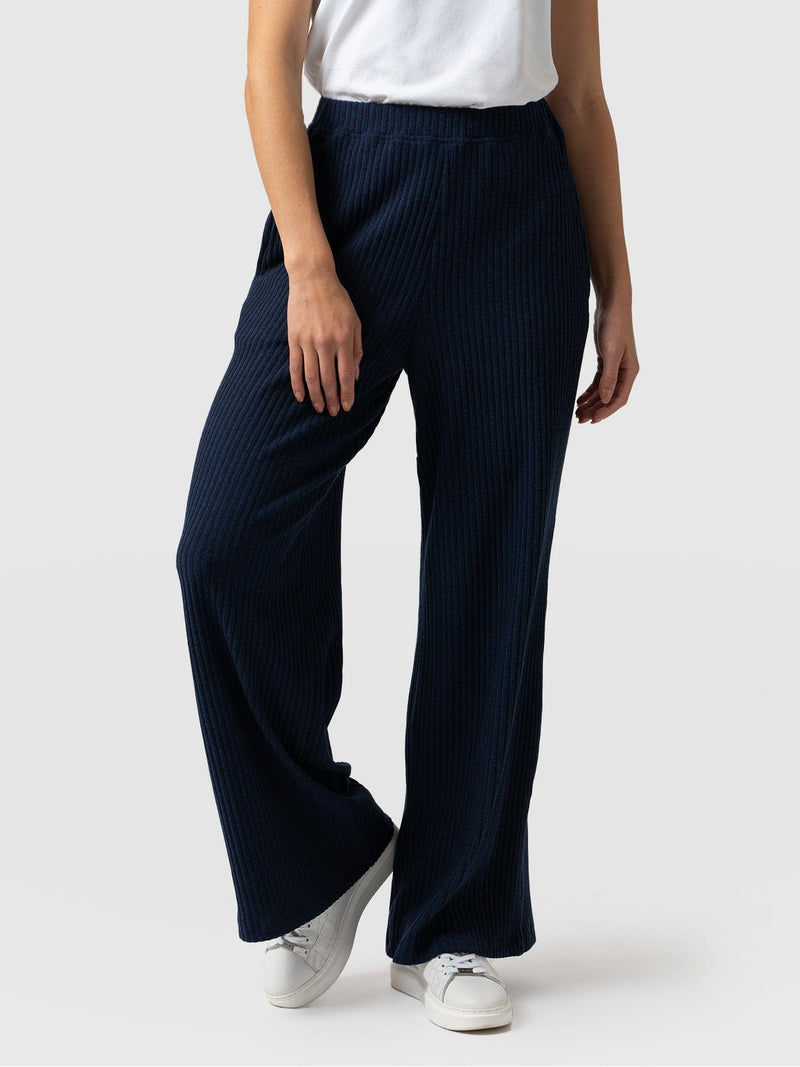 Victory Rib Wide Leg Pant Navy - Women's Trousers | Saint + Sofia® EU