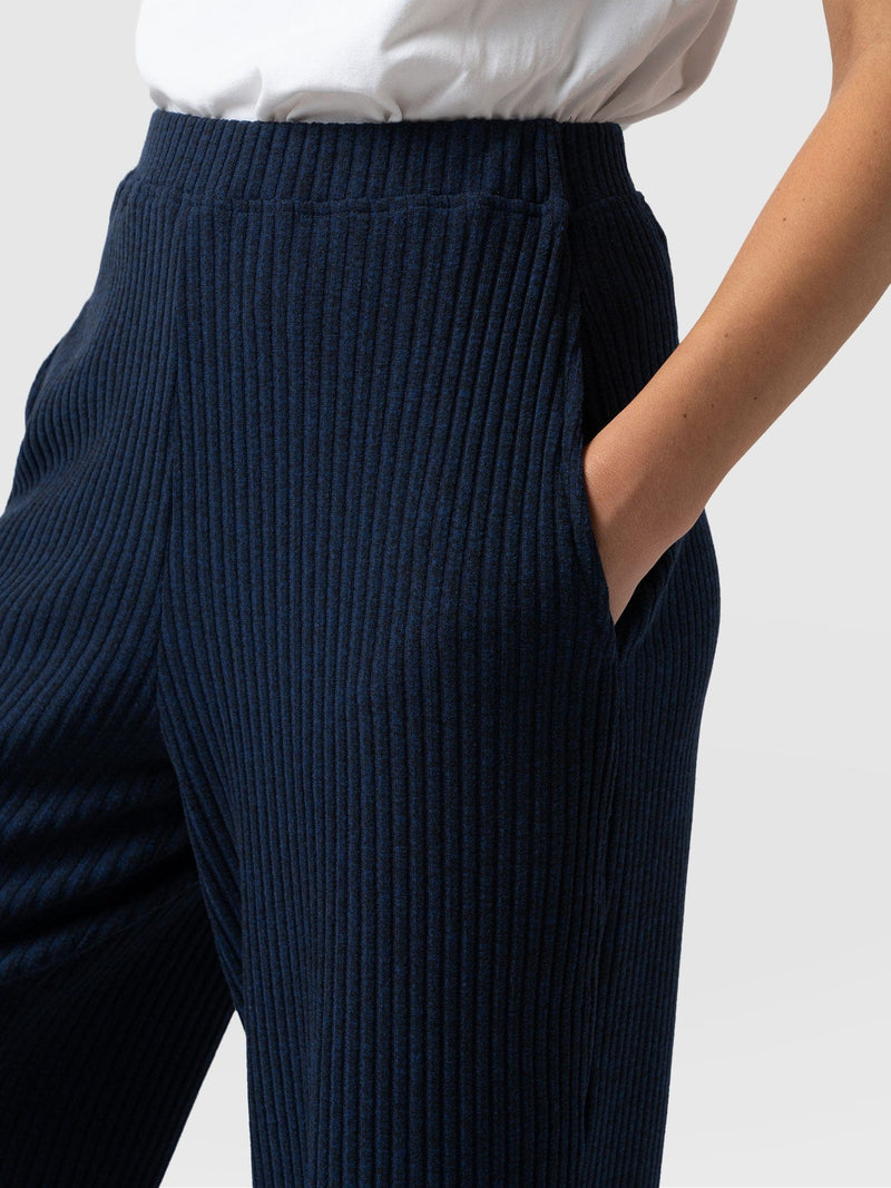 Victory Rib Wide Leg Pant Navy - Women's Trousers | Saint + Sofia® EU