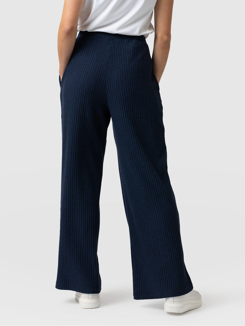 Victory Rib Wide Leg Pant Navy - Women's Trousers | Saint + Sofia® EU