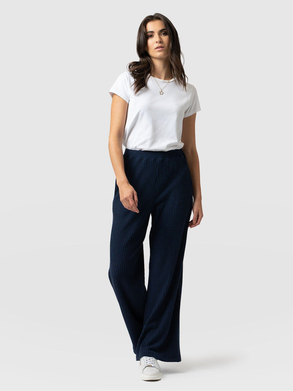 Victory Rib Wide Leg Pant Navy - Women's Trousers | Saint + Sofia® EU