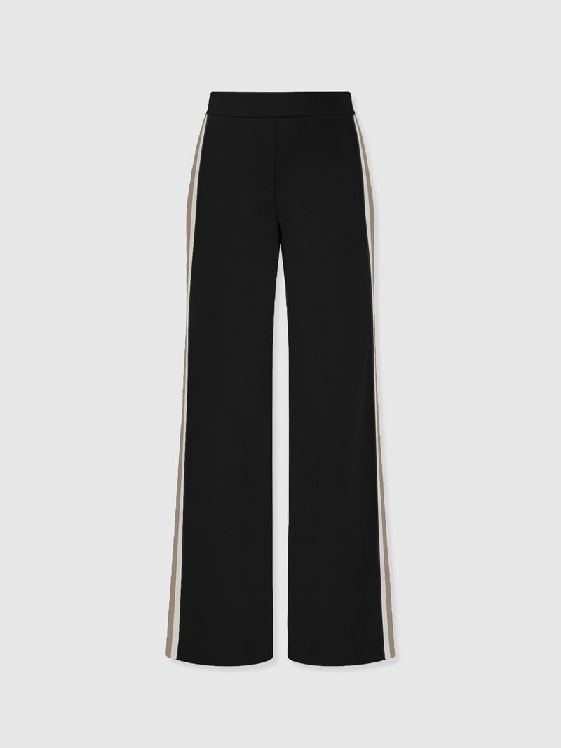 Victory Straight Leg Pant - Black - Cream/Beige Stripe - Women's Trousers | Saint + Sofia® EU