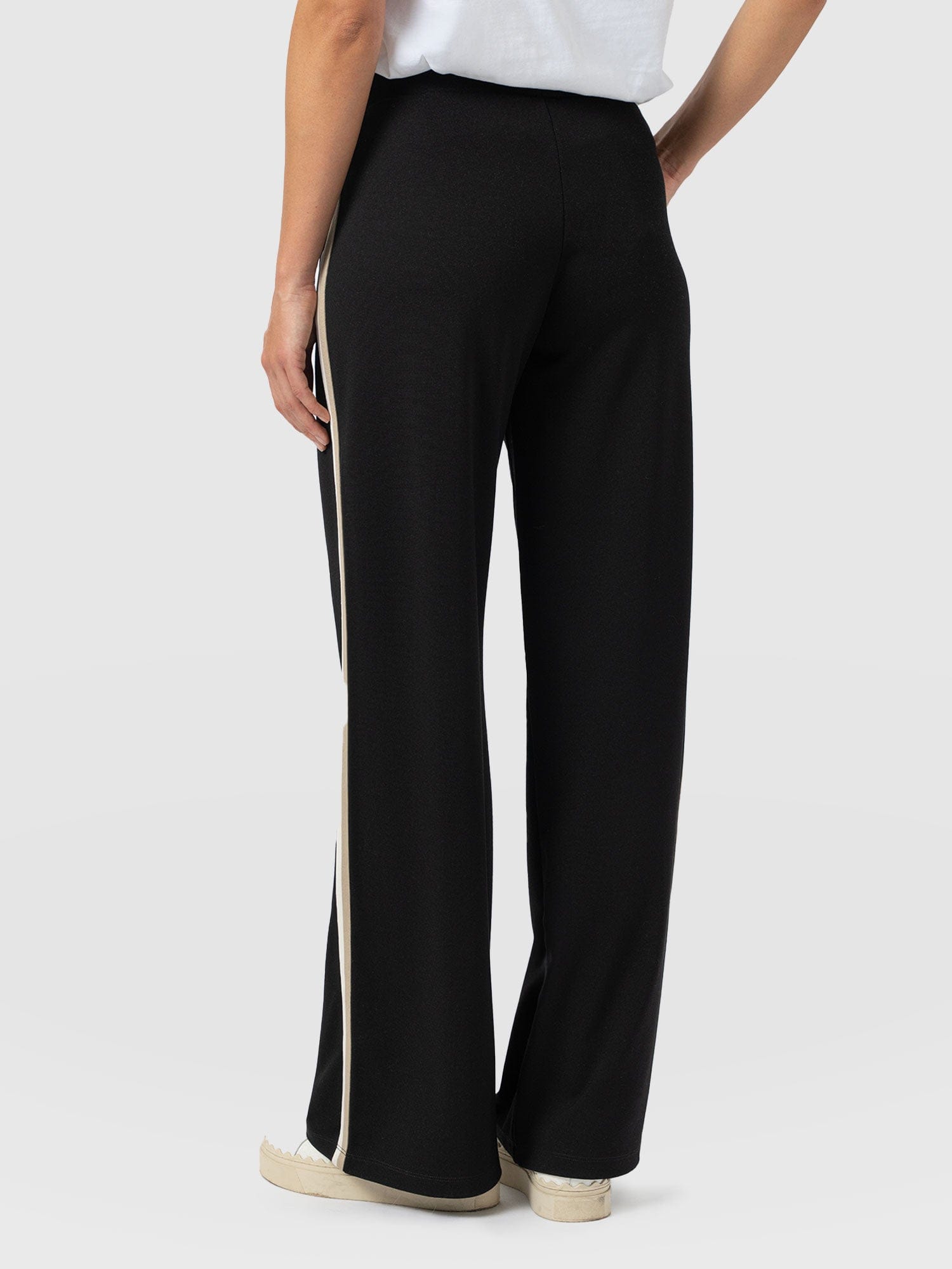 Victory Straight Leg Pant - Black - Cream/Beige Stripe - Women's Trousers | Saint + Sofia® EU