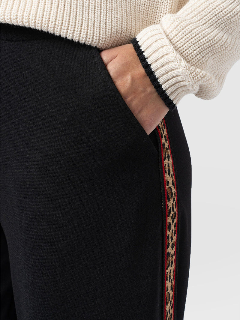 Victory Straight Leg Pant - Black - Leopard - Women's Trousers | Saint + Sofia® EU