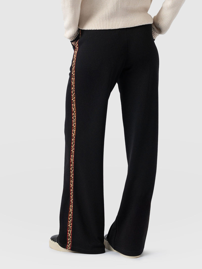 Victory Straight Leg Pant - Black - Leopard - Women's Trousers | Saint + Sofia® EU