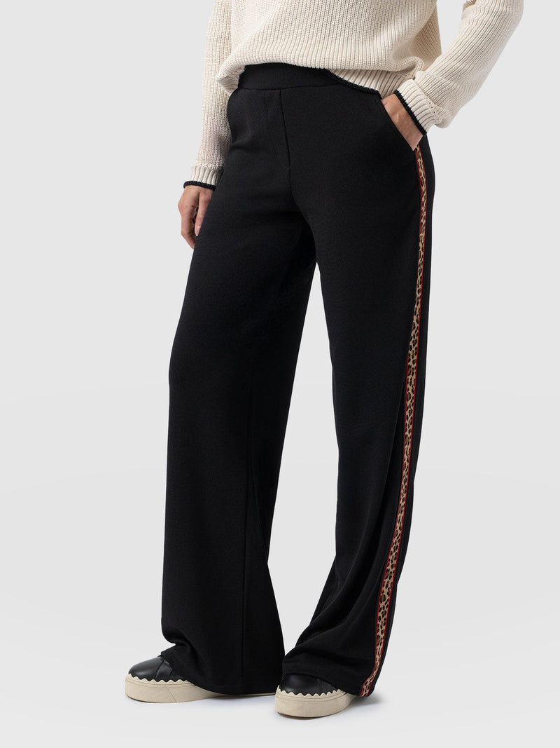 Victory Straight Leg Pant - Black - Leopard - Women's Trousers | Saint + Sofia® EU