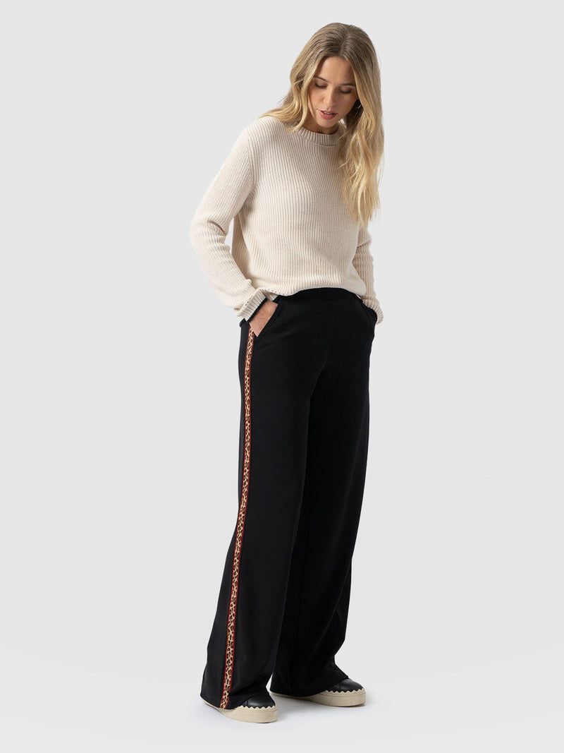 Victory Straight Leg Pant - Black - Leopard - Women's Trousers | Saint + Sofia® EU