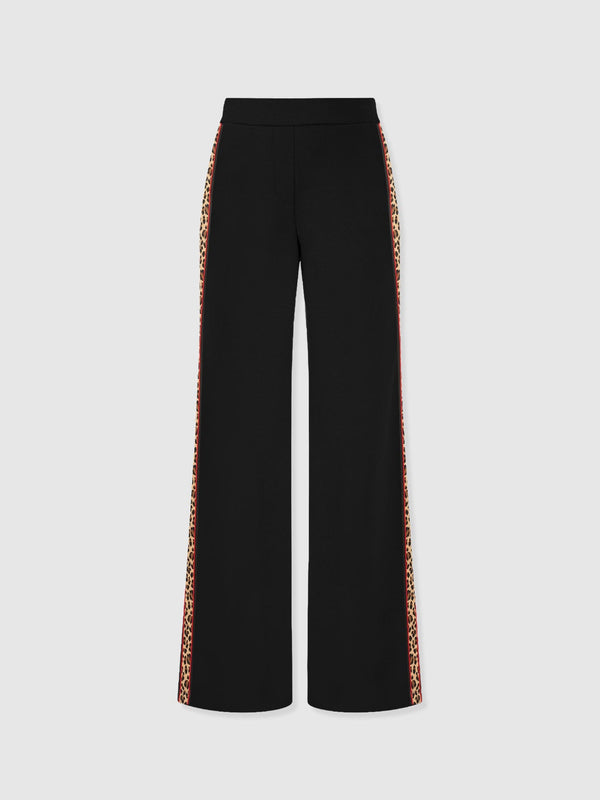 Victory Straight Leg Pant - Black - Leopard - Women's Trousers | Saint + Sofia® EU