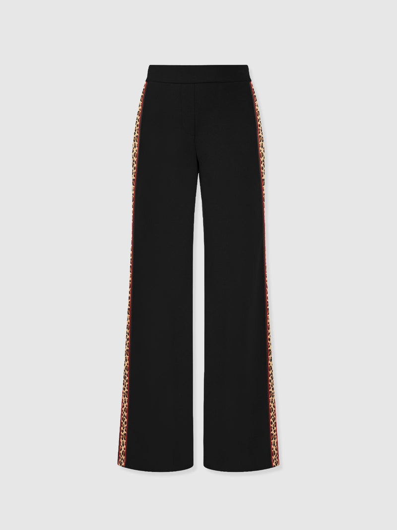 Victory Straight Leg Pant - Black - Leopard - Women's Trousers | Saint + Sofia® EU