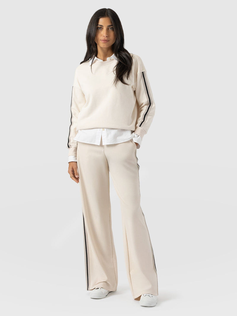 Victory Straight Leg Pant - Cream - Black Stripe - Women's Trousers | Saint + Sofia® EU