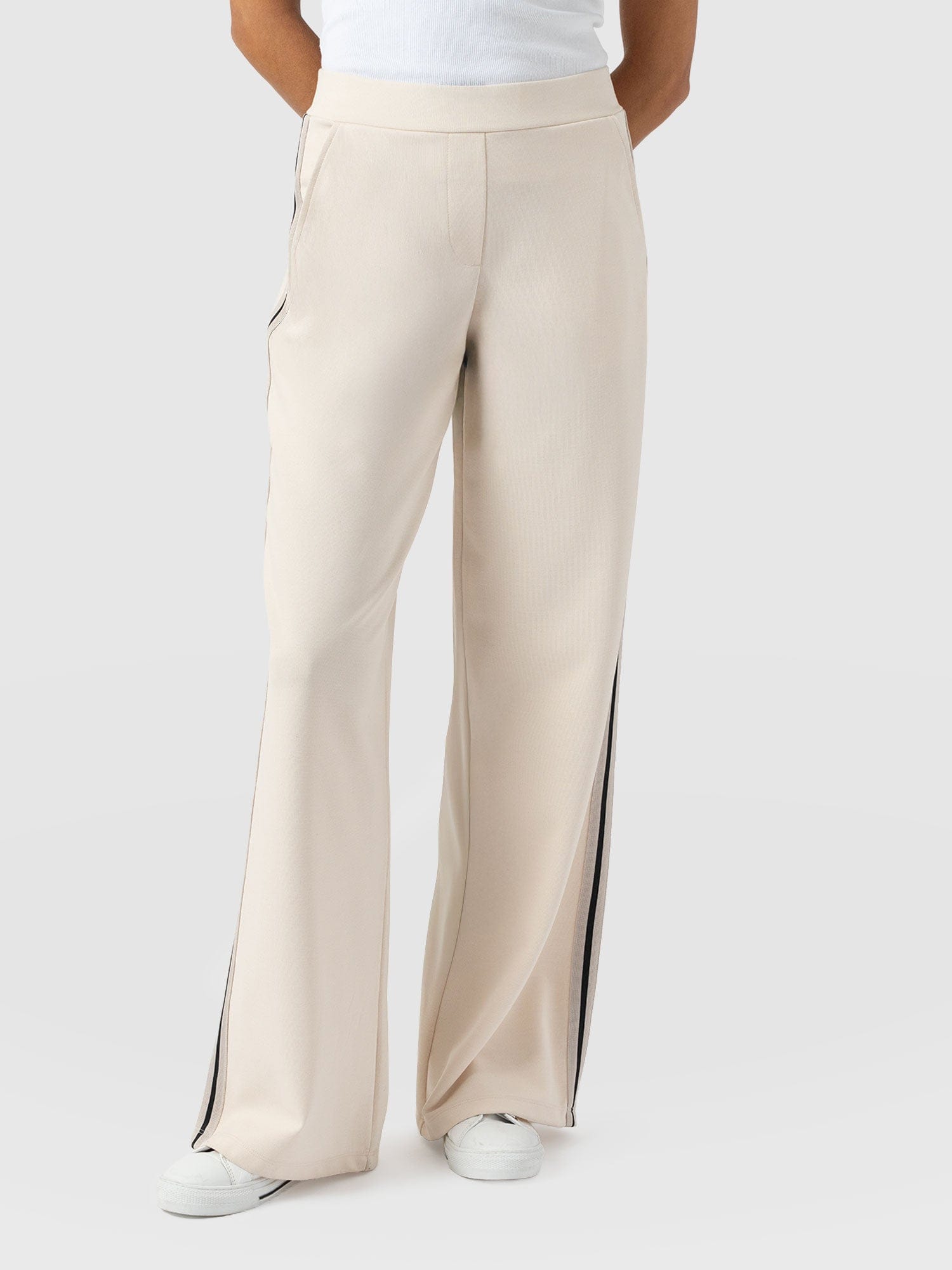 Victory Straight Leg Pant - Cream - Black Stripe - Women's Trousers | Saint + Sofia® EU
