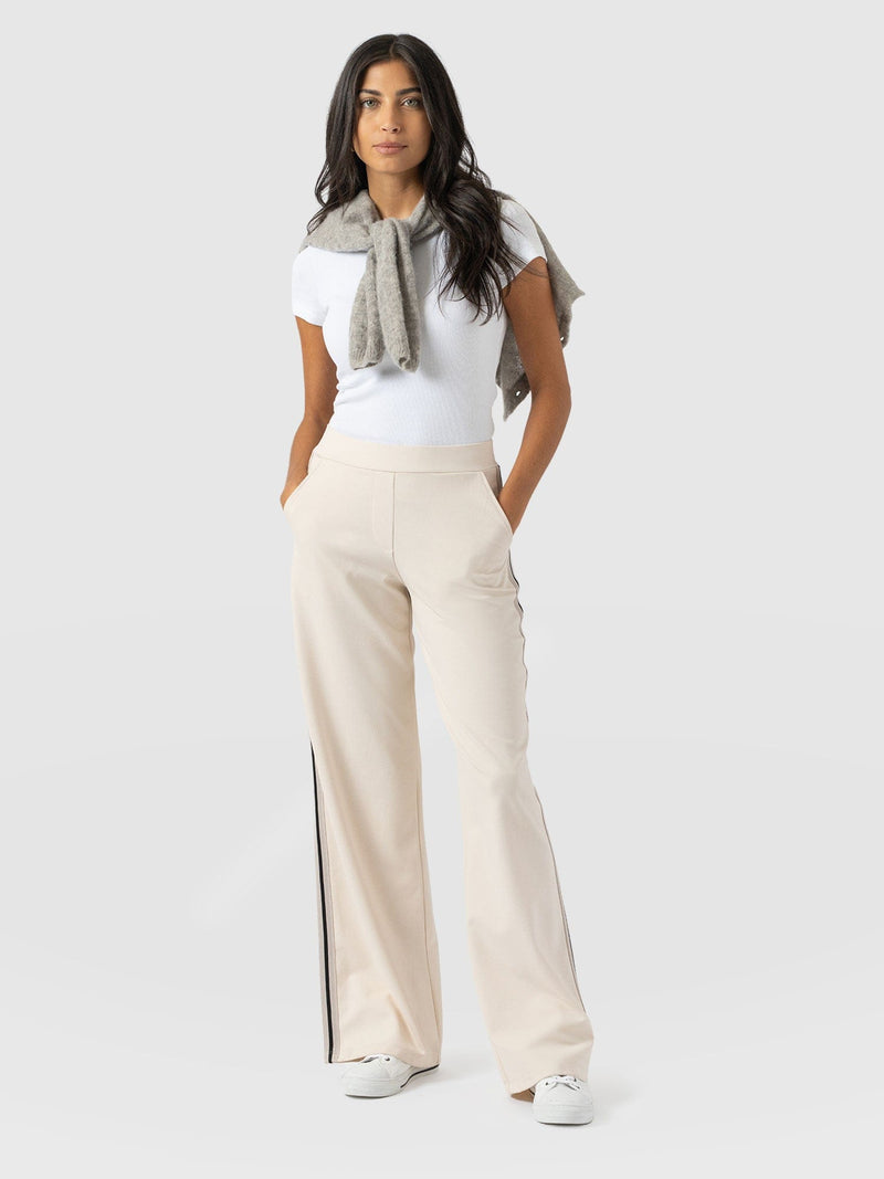 Victory Straight Leg Pant - Cream - Black Stripe - Women's Trousers | Saint + Sofia® EU