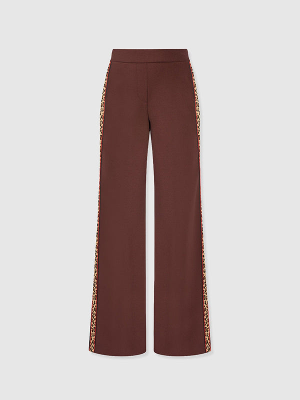 Victory Straight Leg Pant - Maroon - Leopard - Women's Trousers | Saint + Sofia® EU